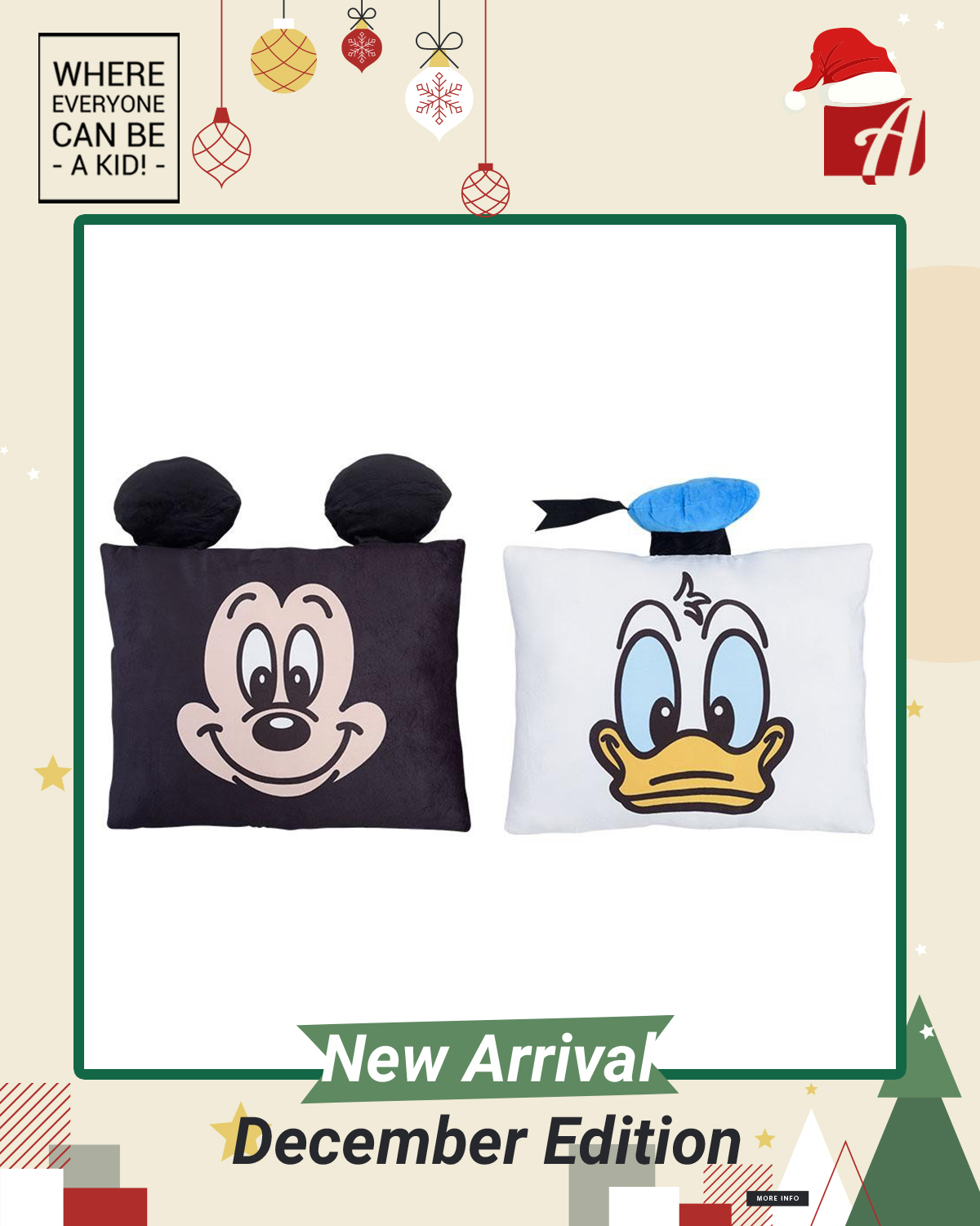 “Mickey and Donald” PM Square Cushion