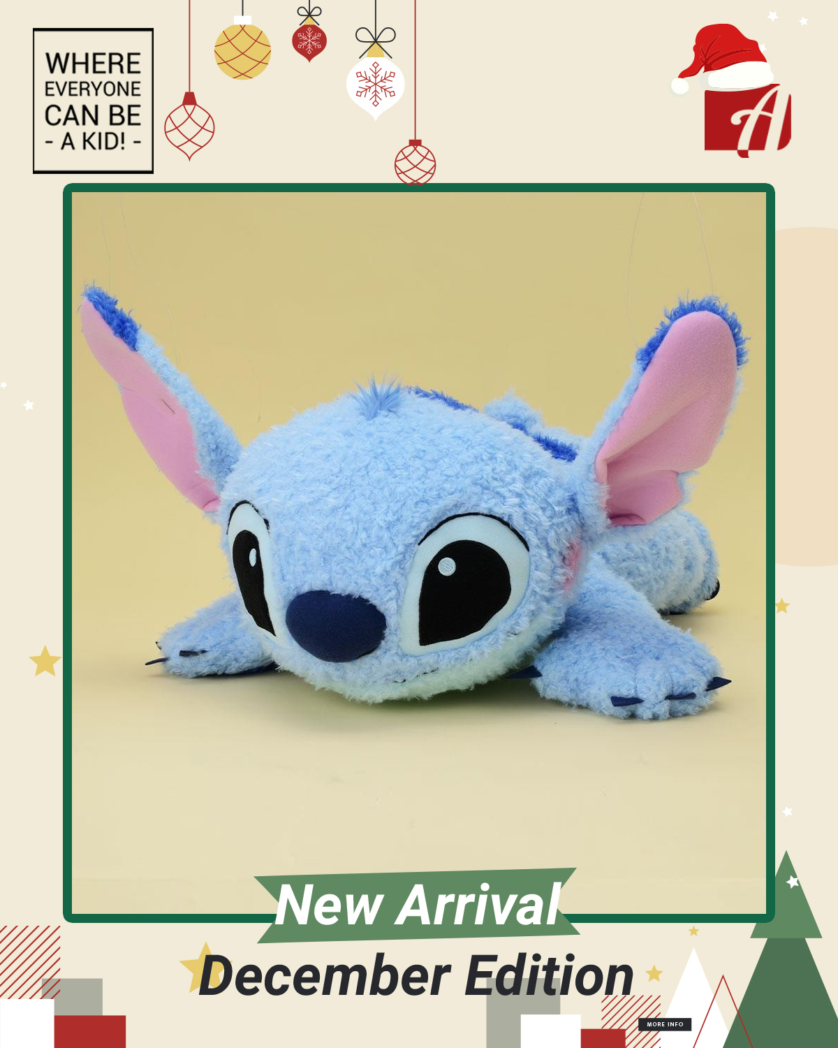 Red-Cheek “Stitch” GJ Lay-Down Plush