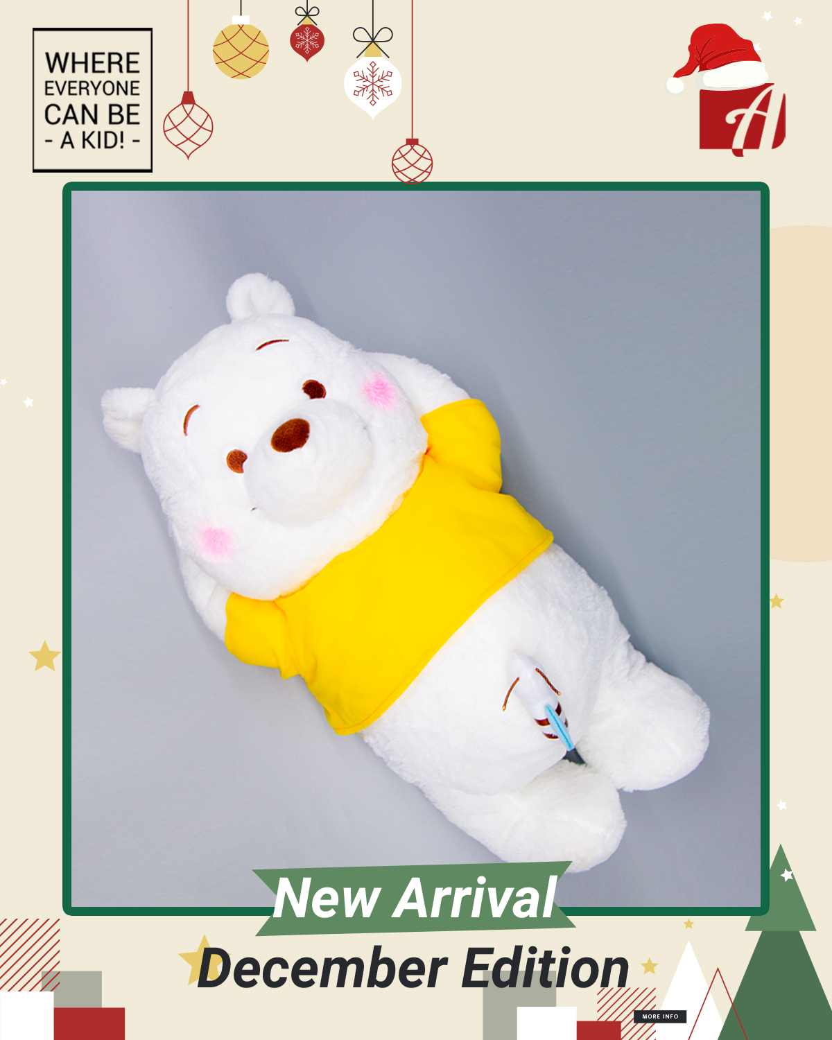 Red-Cheek “Winnie The Pooh” GJ White Napping Plush