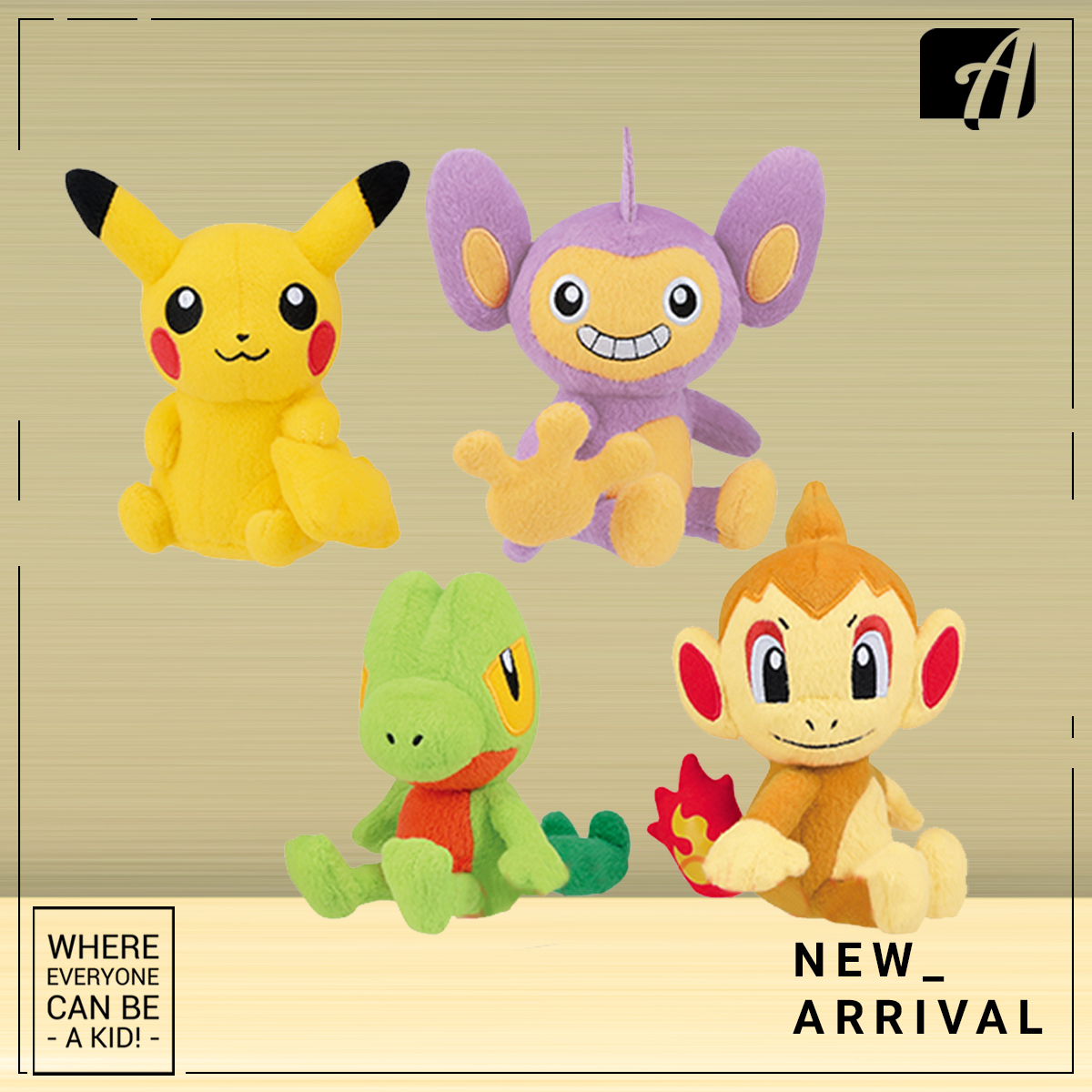 Pokemon Plush – Pikachu . Aipom . Treecko . Chimchar