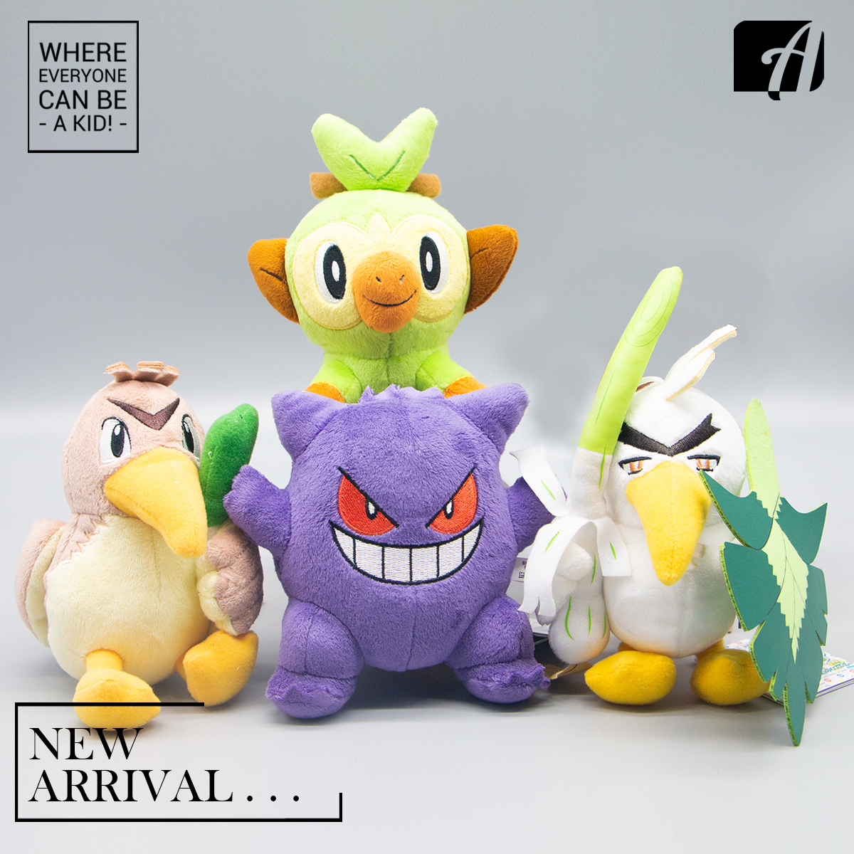 POKEMON Plush ~ Farfetch’D . Gengar. Grookey . Sirfetch’ D ~