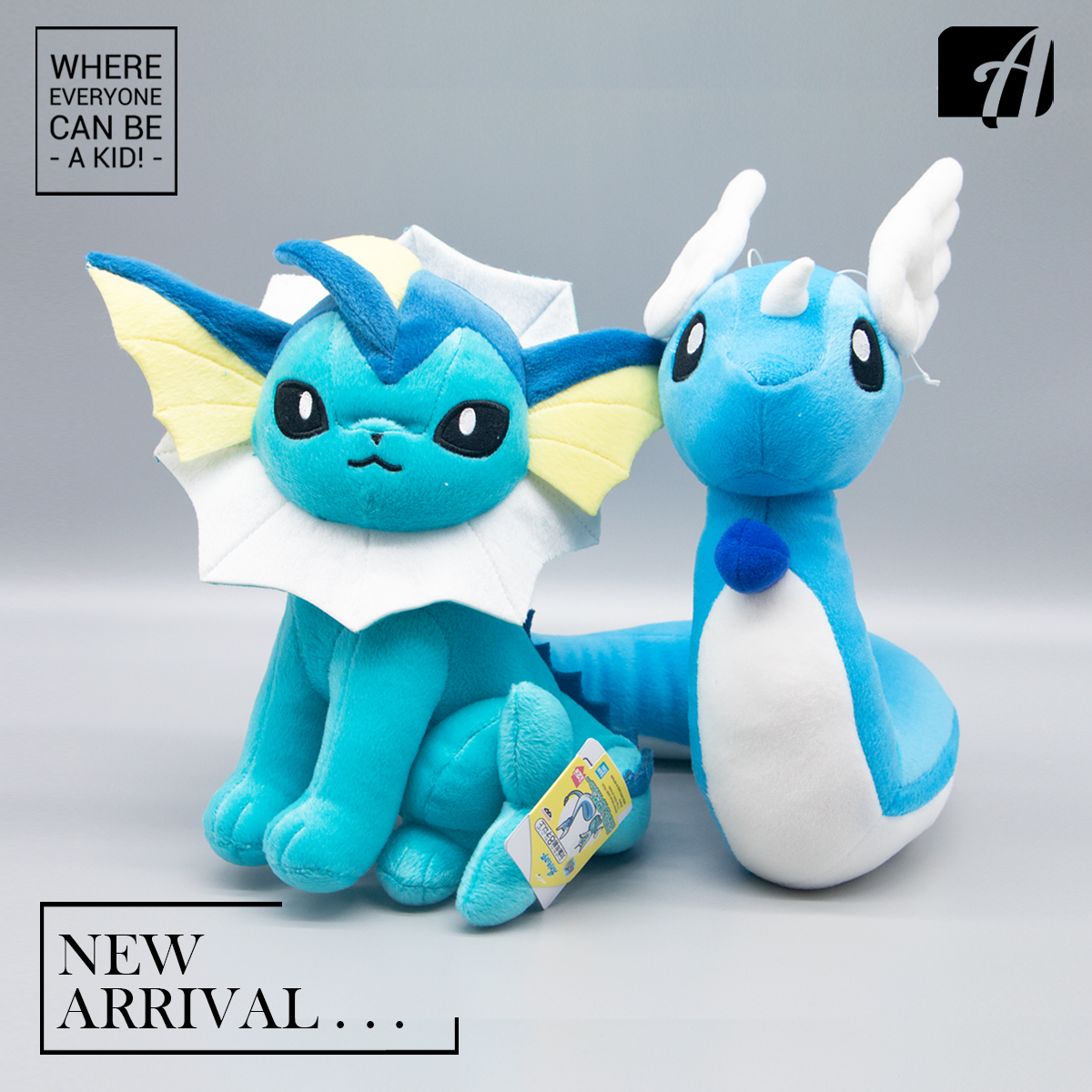 POKEMON Big Plush - Vaporeon . Dragonair -