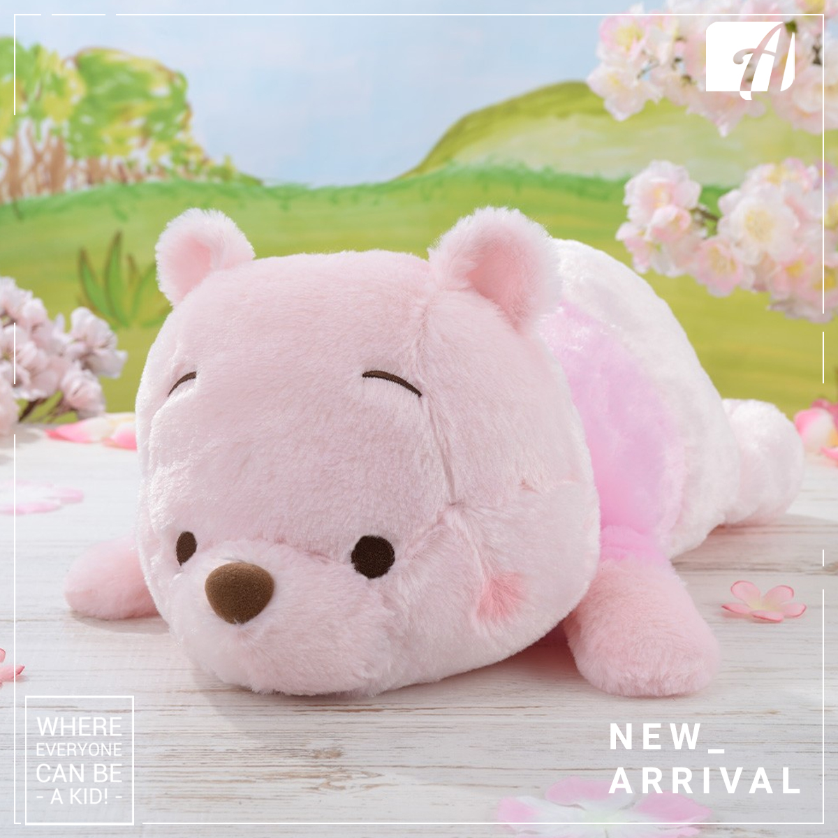 Red-Cheek “Winnie The Pooh” MEJ Cherry Blossom Color Lay-Down Plush