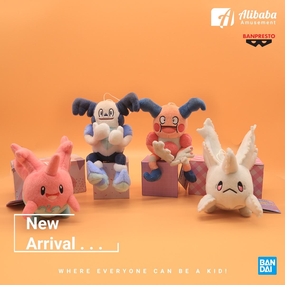 Pokemon Focus Plush – Mr.Mime . Mr.Mime (Galarian Form) . Corsola . Corsola (Galarian Form)