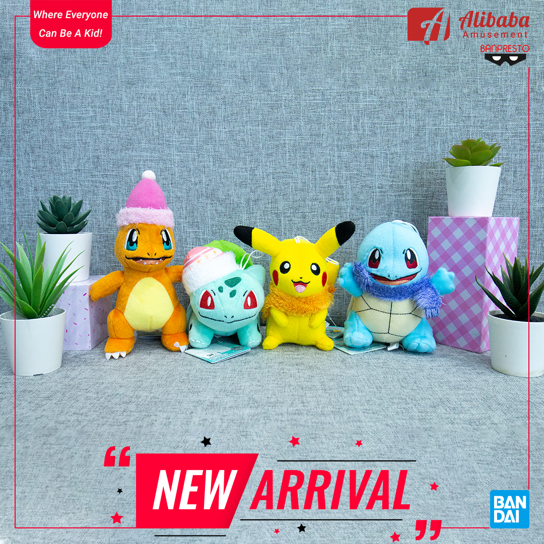 POKEMON WINTER STYLE PLUSH – PIKACHU . BULBASAUR . CHARMANDER . SQUIRTLE –