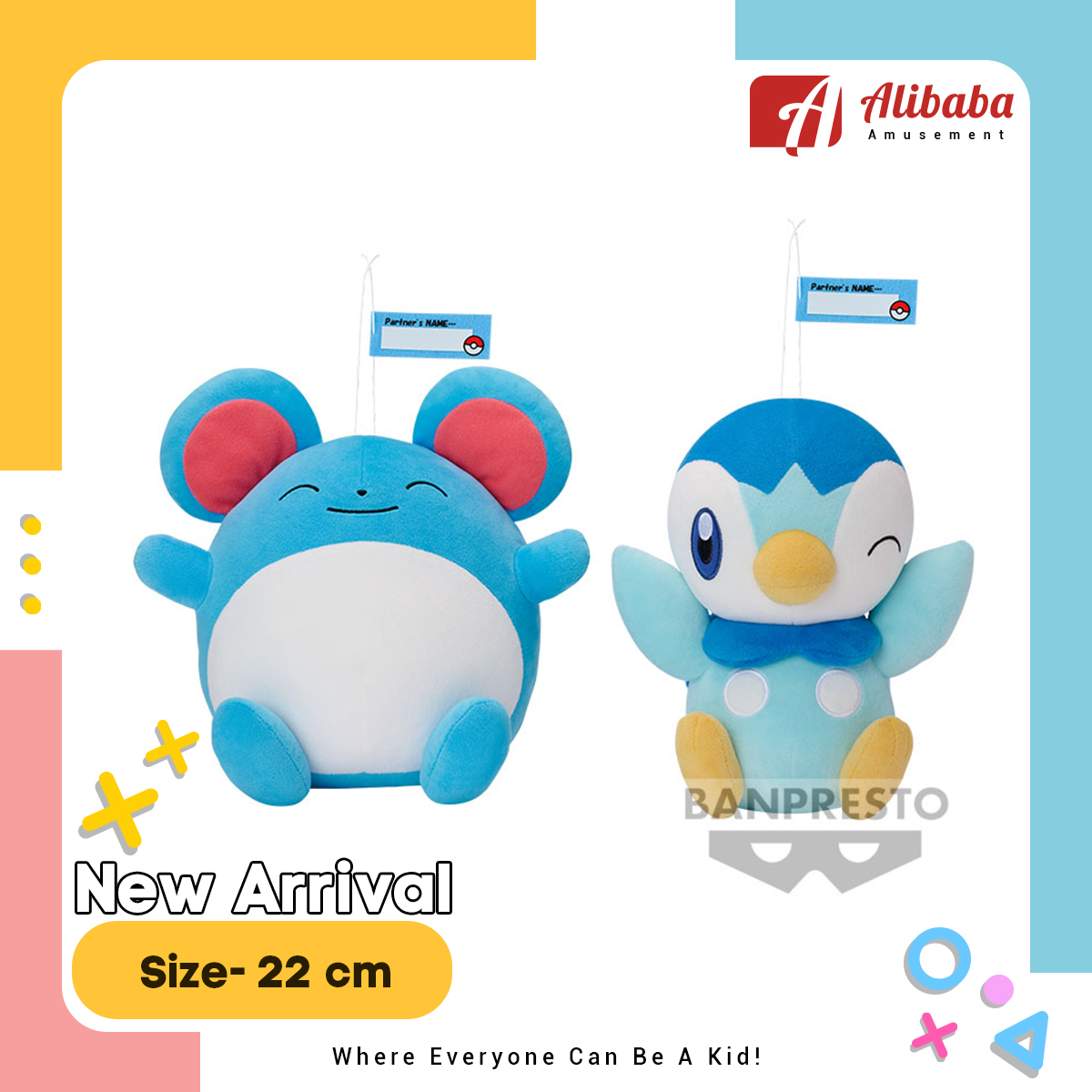 POKEMON BIG PLUSH Hello Partner~MARILL . PIPLUP~