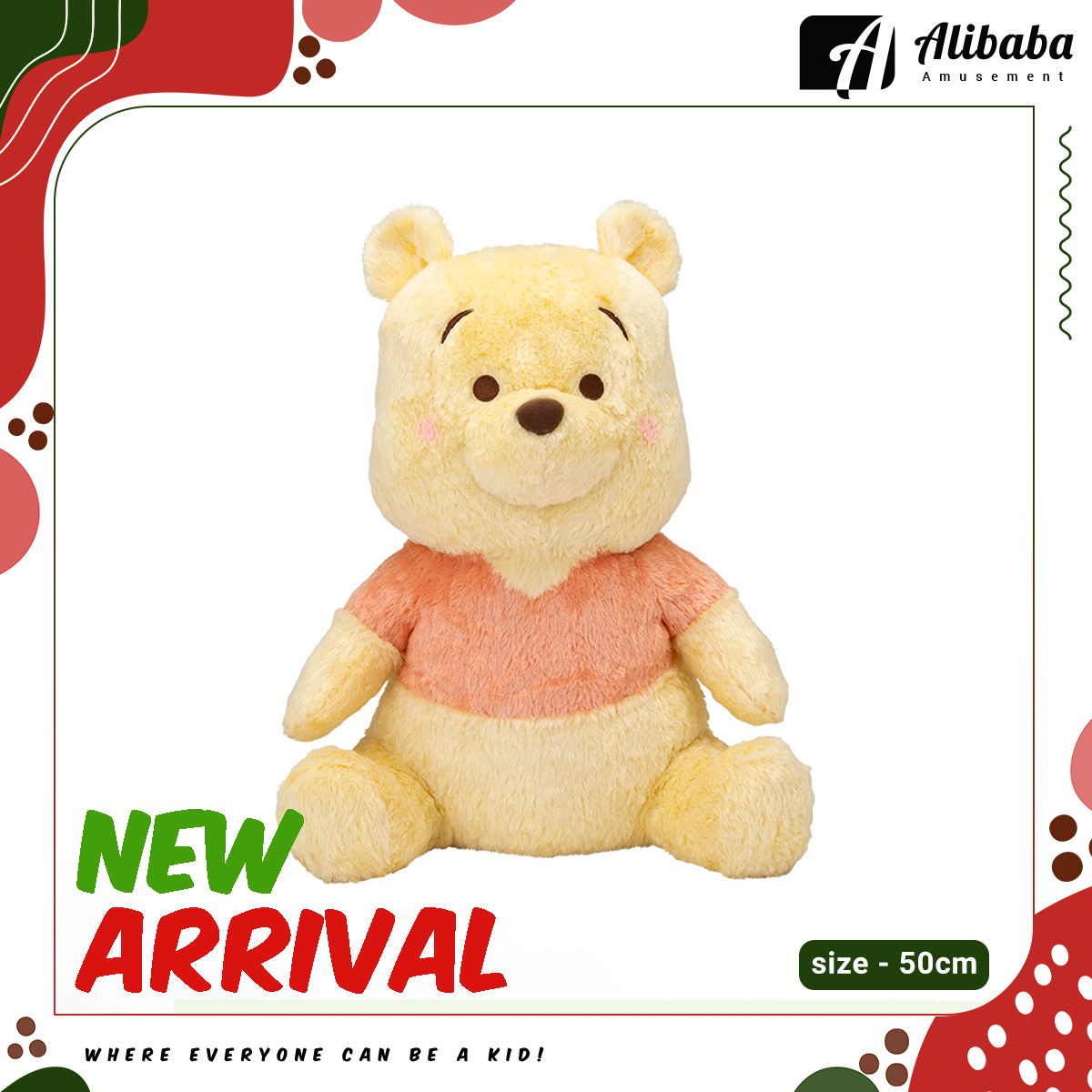 Red-Cheek “Winnie The Pooh” Super Large Plush Dull Pastel Color Ver.