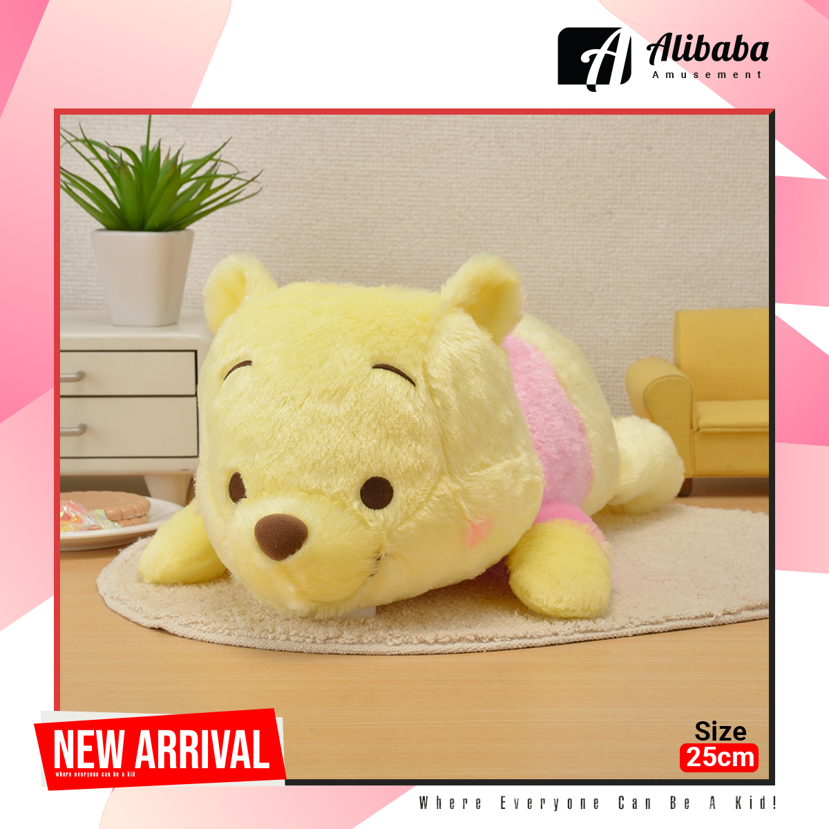 Red-Cheek “NESOBERI (Lay-Down) “Winnie The Pooh” Super Large Plush Pastel Color Ver.