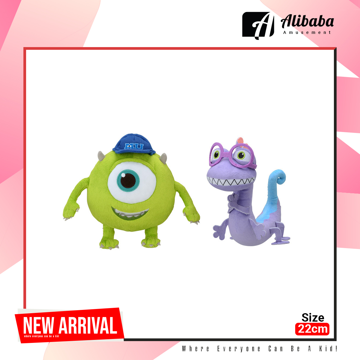 Monsters University M Plush “Mike Wazowski & Randall Boggs”