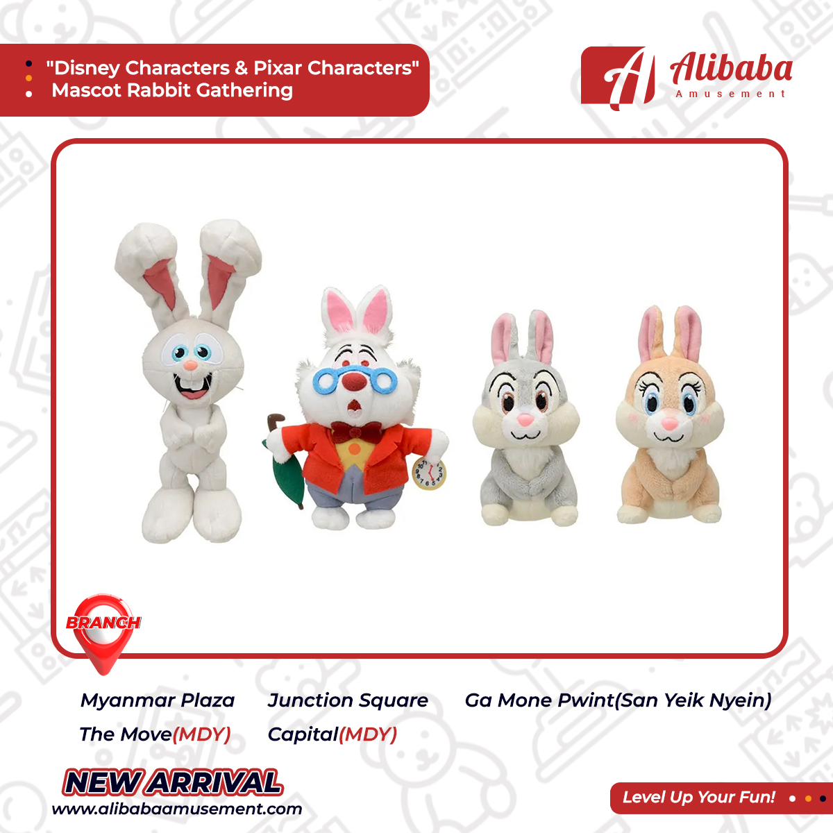 “Disney Characters & Pixar Characters” Mascot Rabbit Gathering