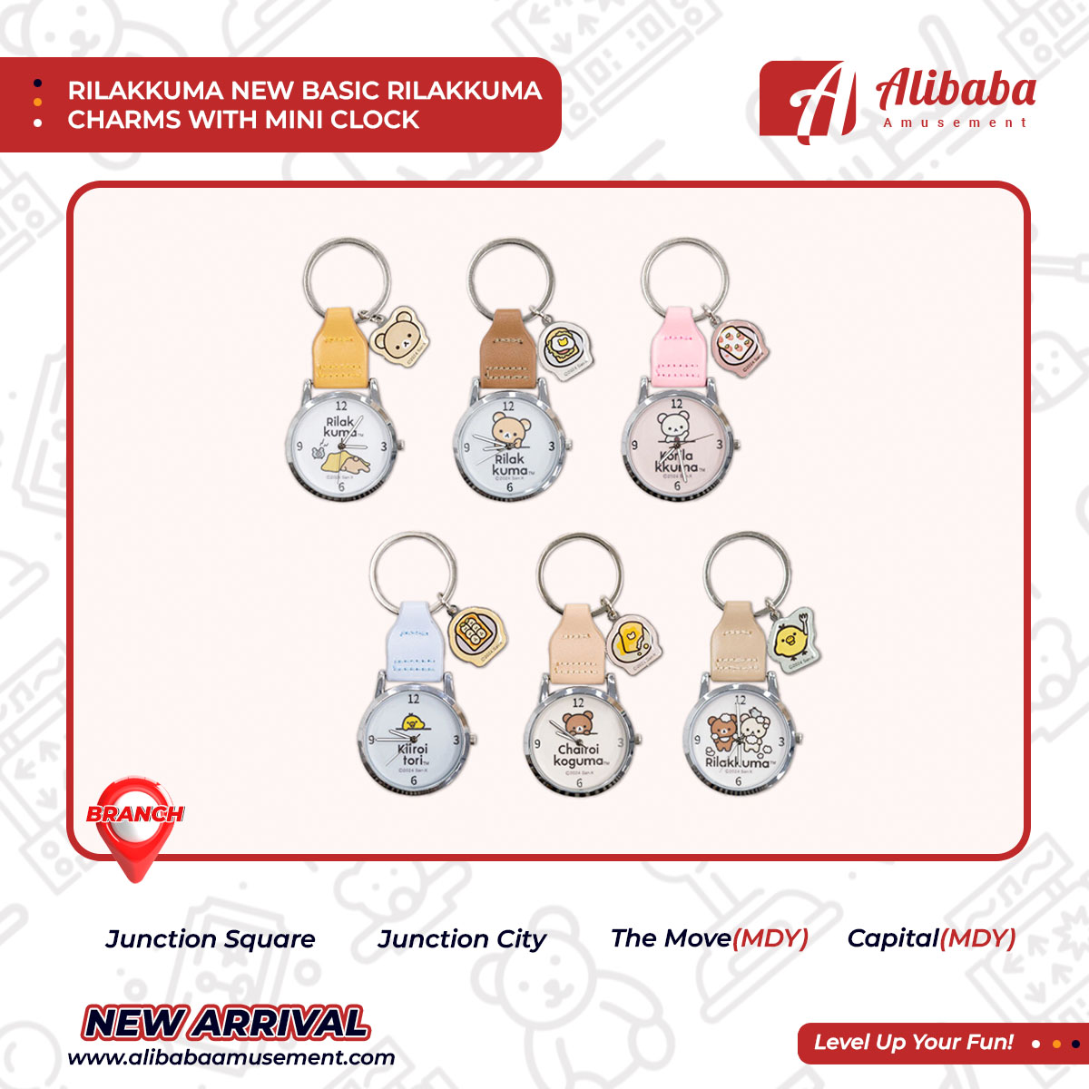 RILAKKUMA NEW BASIC RILAKKUMA CHARMS WITH MINI CLOCK