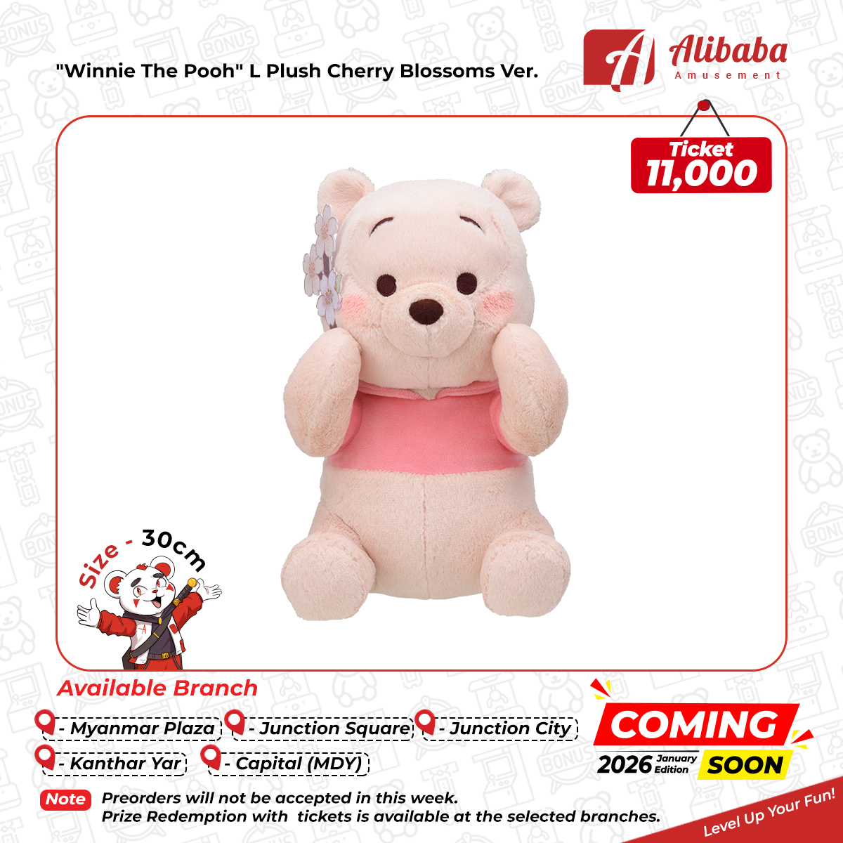 “Winnie The Pooh” L Plush Cherry Blossoms Ver.