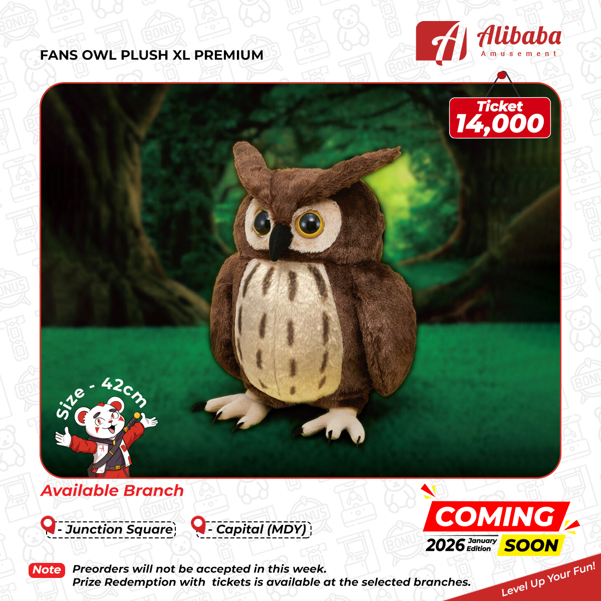 FANS OWL PLUSH XL PREMIUM