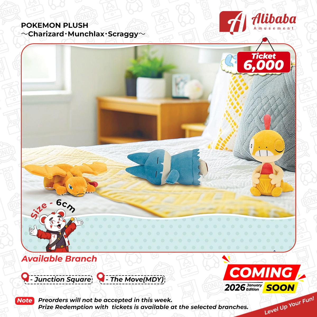 POKEMON PLUSH～Charizard・Munchlax・Scraggy～