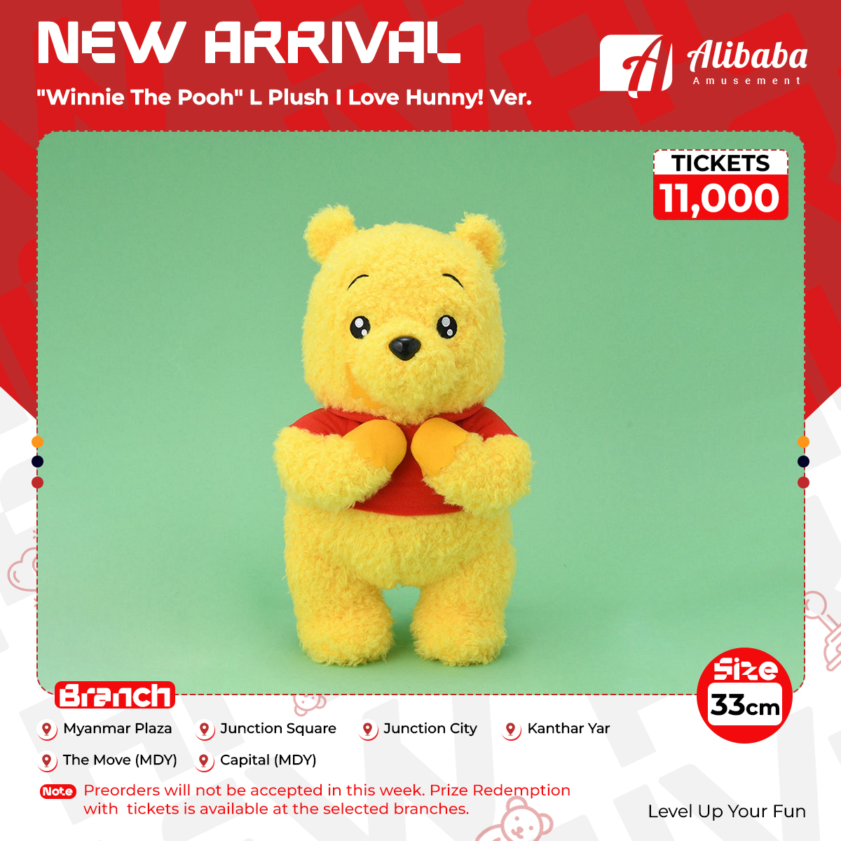 “Winnie The Pooh” L Plush I Love Hunny! Ver.