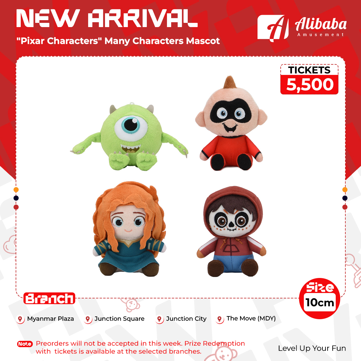 “Pixar Characters” Many Characters Mascot