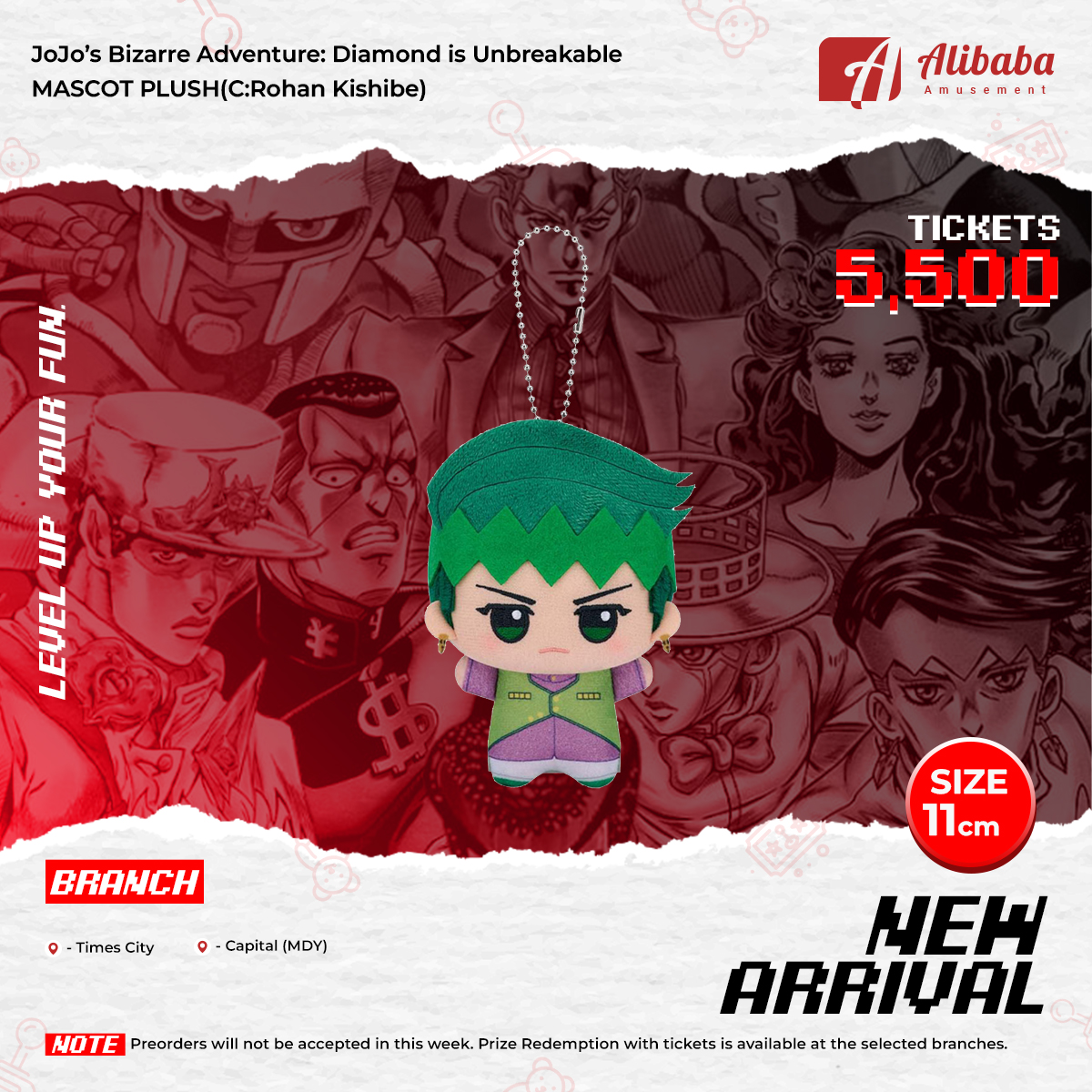 JoJo’s Bizarre Adventure: Diamond is Unbreakable MASCOT PLUSH(C:Rohan Kishibe)