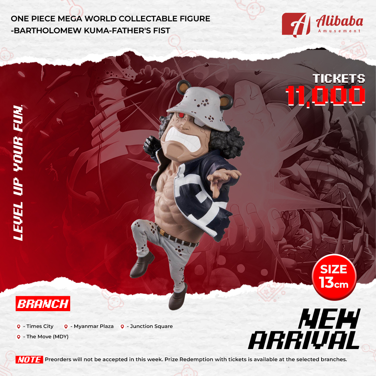 ONE PIECE MEGA WORLD COLLECTABLE FIGURE-BARTHOLOMEW KUMA-FATHER'S FIST