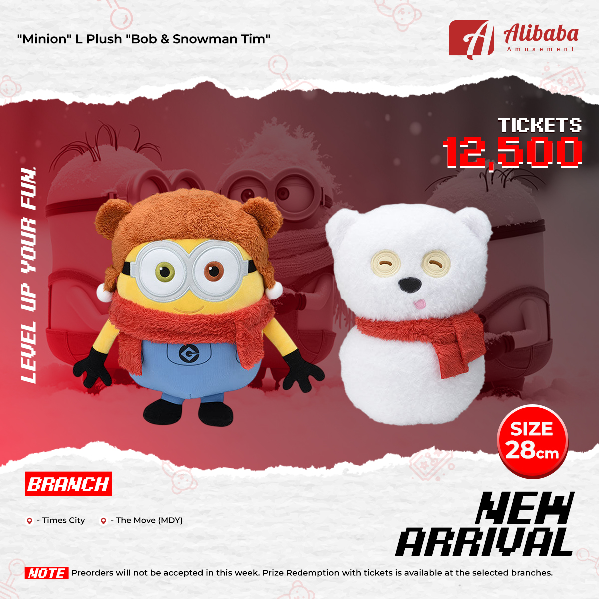 “Minion” L Plush “Bob & Snowman Tim”