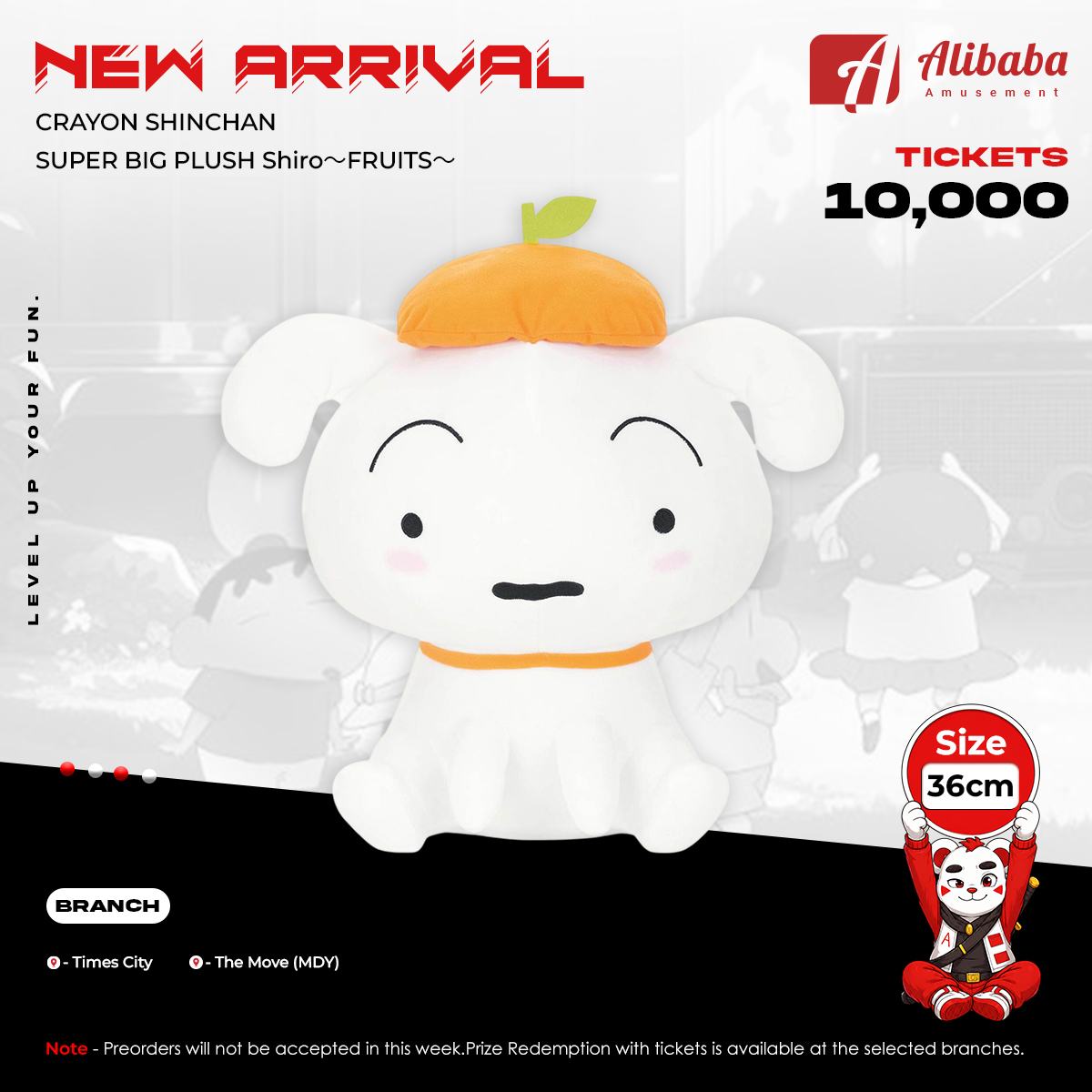 CRAYON SHINCHAN SUPER BIG PLUSH Shiro～FRUITS～