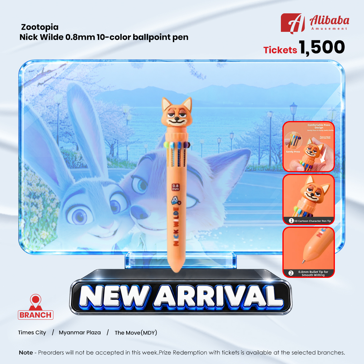 Zootopia Nick Wilde 0.8mm 10-color ballpoint pen