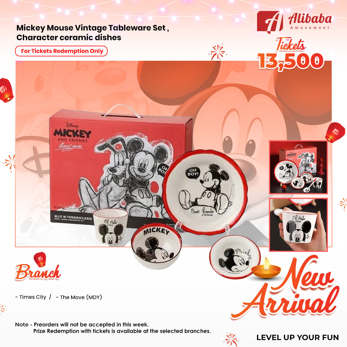 Mickey Mouse Vintage Tableware Set, Character ceramic dishes